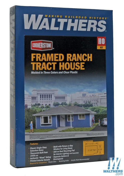 WALTHERS 933-3775 Framed Ranch Tract House - 13.9 x 10.4 x 5.7cm