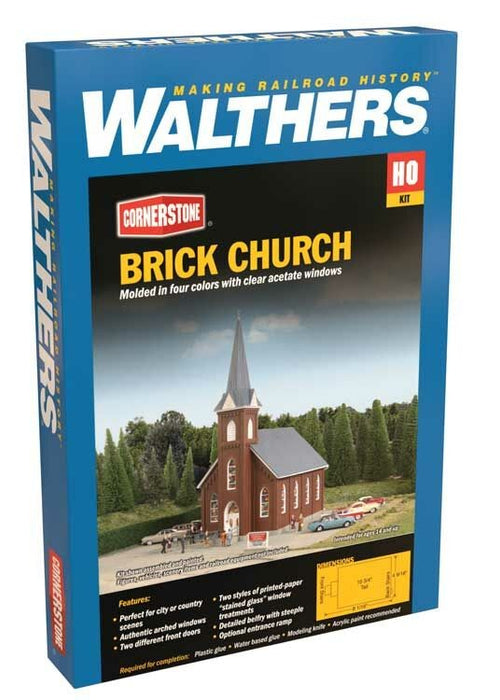 WALTHERS 933-3496 Brick Church - 20.4 x 11.5 x 27.2cm