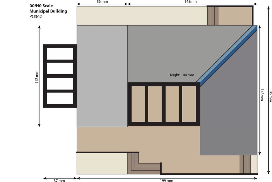 Metcalfe PO362 OO Scale Municipal Building