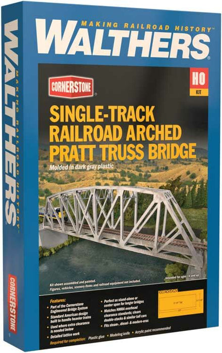 WALTHERS 933-4521 Arched Pratt Truss Railroad Bridge -- Single-Track 58.4 x 7.8 x 13.3cm