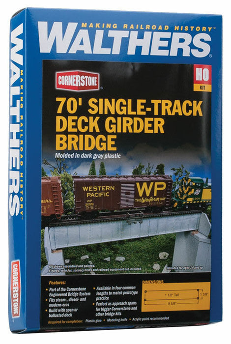 WALTHERS 933-4507 Single-Track Railroad Deck Girder Bridge - 24.4 x 3.5 x 3.8cm (Scale Length 70')