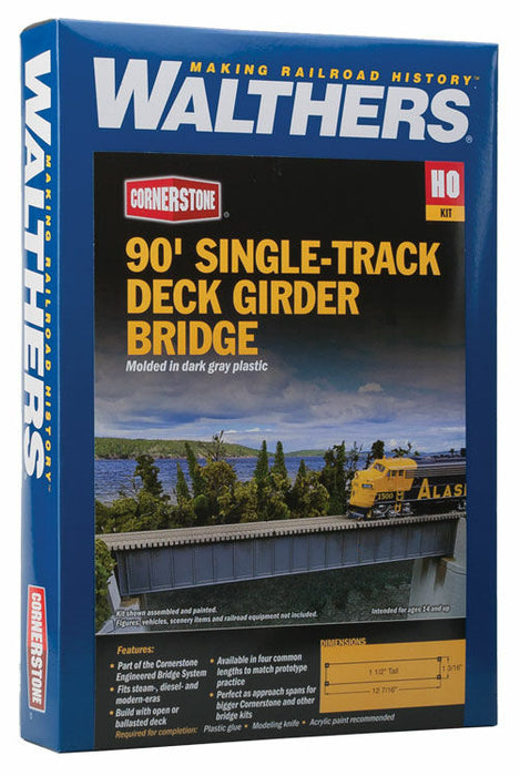 WALTHERS 933-4508 90' Single-Track Railroad Deck Girder Bridge - 31.5 x 3.0 x 3.0cm