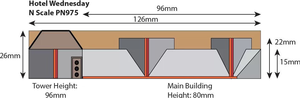 Metcalfe PN975 N Scale Hotel Wednesday Low Relief