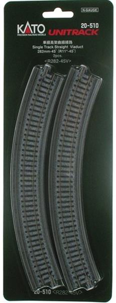 Kato 20-520 315mm (12 3/8") Radius 45 Degree Single Track Viaduct Curved Track (2 pcs)