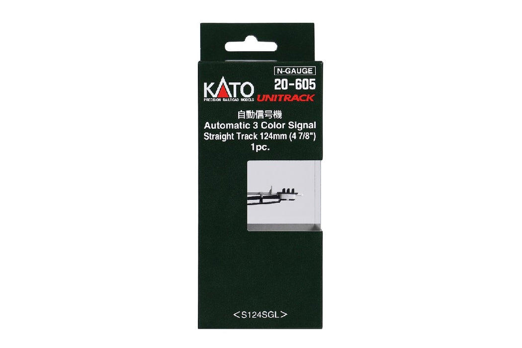 Kato 20-605 124mm (4 7/8") Straight Track with 3 Colour Light Signal Left Hand (1 pc)