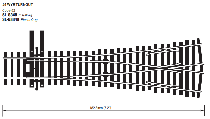 Peco SL-E8348 Wye Turnout, #4 Radius