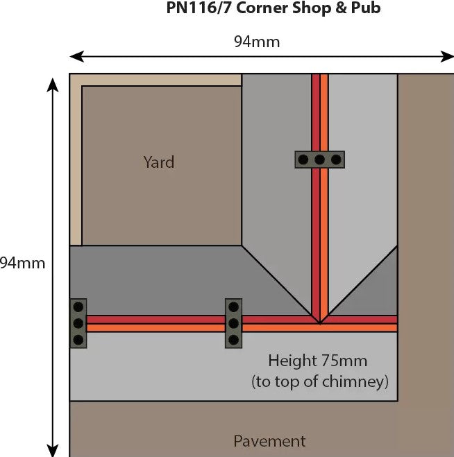 Metcalfe PN117 N Scale Corner Shop and Pub in Stone