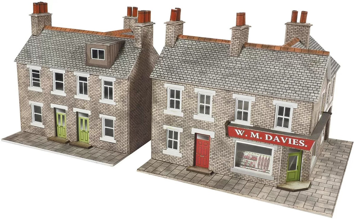 Metcalfe PN117 N Scale Corner Shop and Pub in Stone