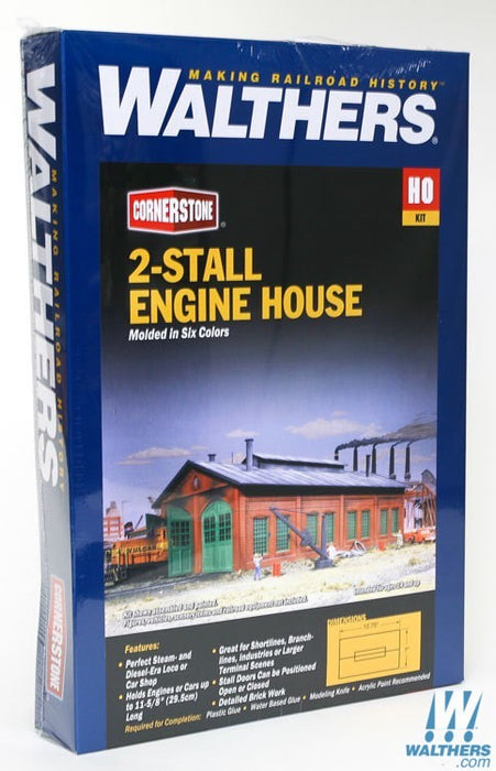 WALTHERS 933-3007 2-Stall Enginehouse - 31.8 x 17.5 x 13.1cm - Holds Locos Up To 29cm In Length