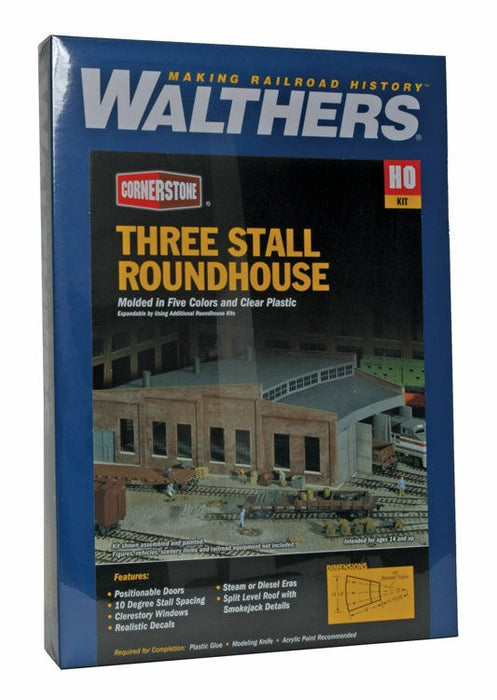 WALTHERS 933-3041 Three-Stall Roundhouse - 35.6 x 36.2 x 11.9cm