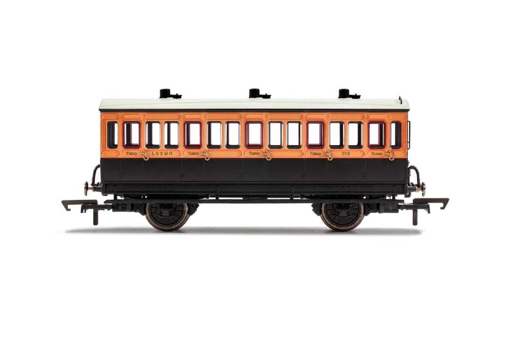 Hornby R40108 LSWR, 4 Wheel Coach, 3rd Class, Fitted Lights, 302 - Era 2