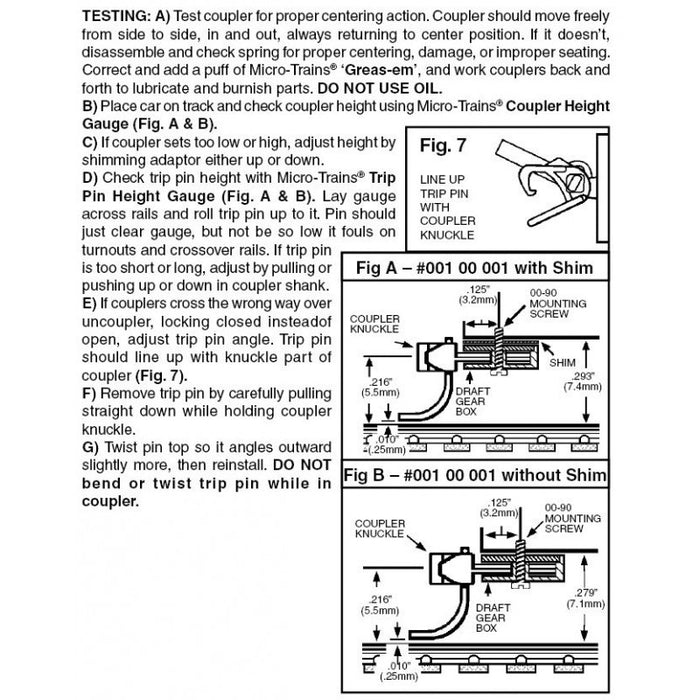 MICRO-TRAINS 001 10 002 (1015-10-B) Universal Body Mounted Couplers - Short Shank Unassembled in Brown (10 pairs)