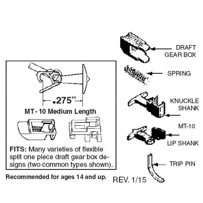 MICRO-TRAINS 001 30 013 (1129) Medium T Shank Coupler Conversions - Unassembled (2 pairs)